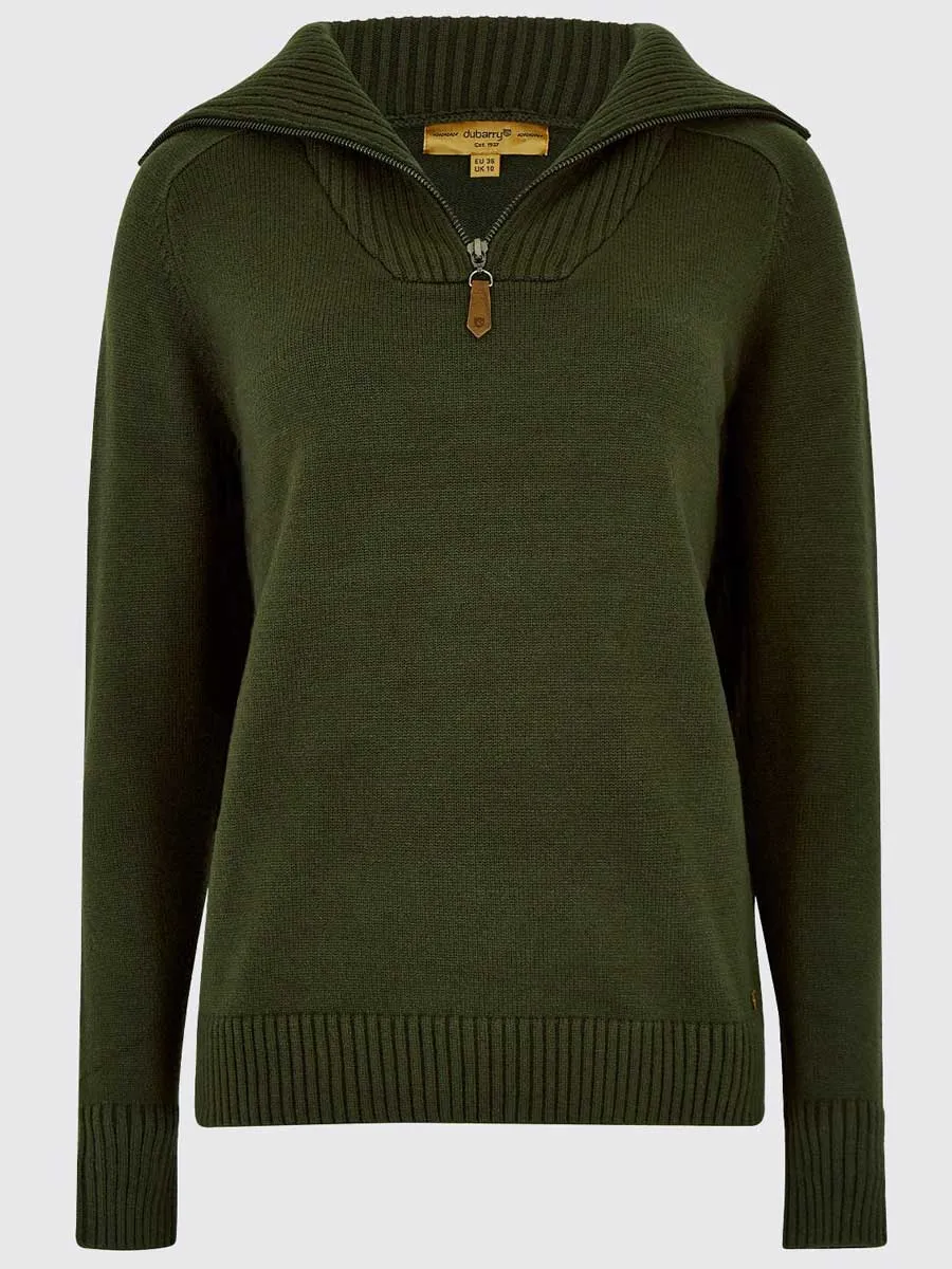 30% OFF DUBARRY Rosmead Zip Neck Sweater - Women's - Olive - Size: UK 18