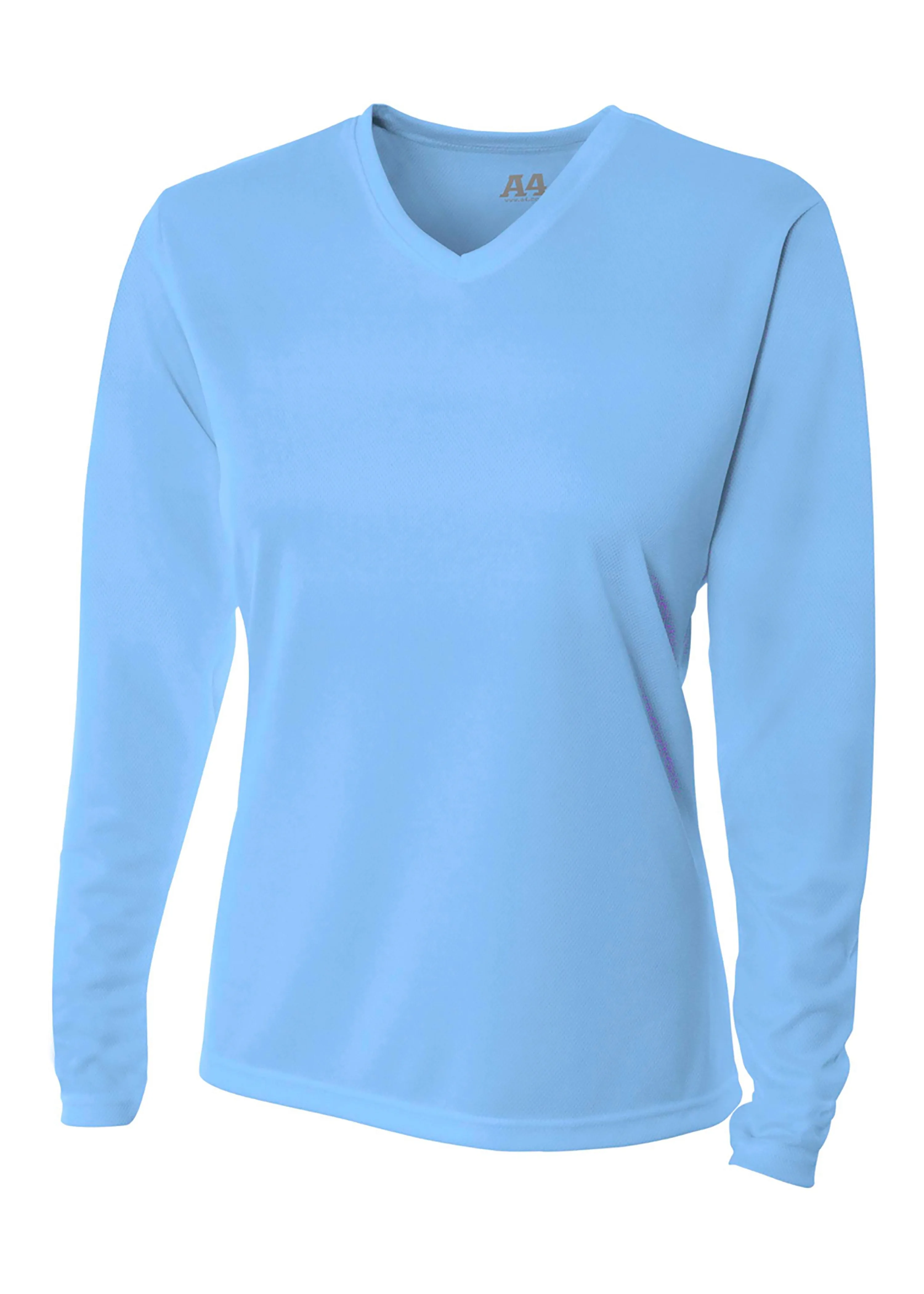 A4 Womens Long Sleeve V-Neck Bird's Eye Mesh Tee