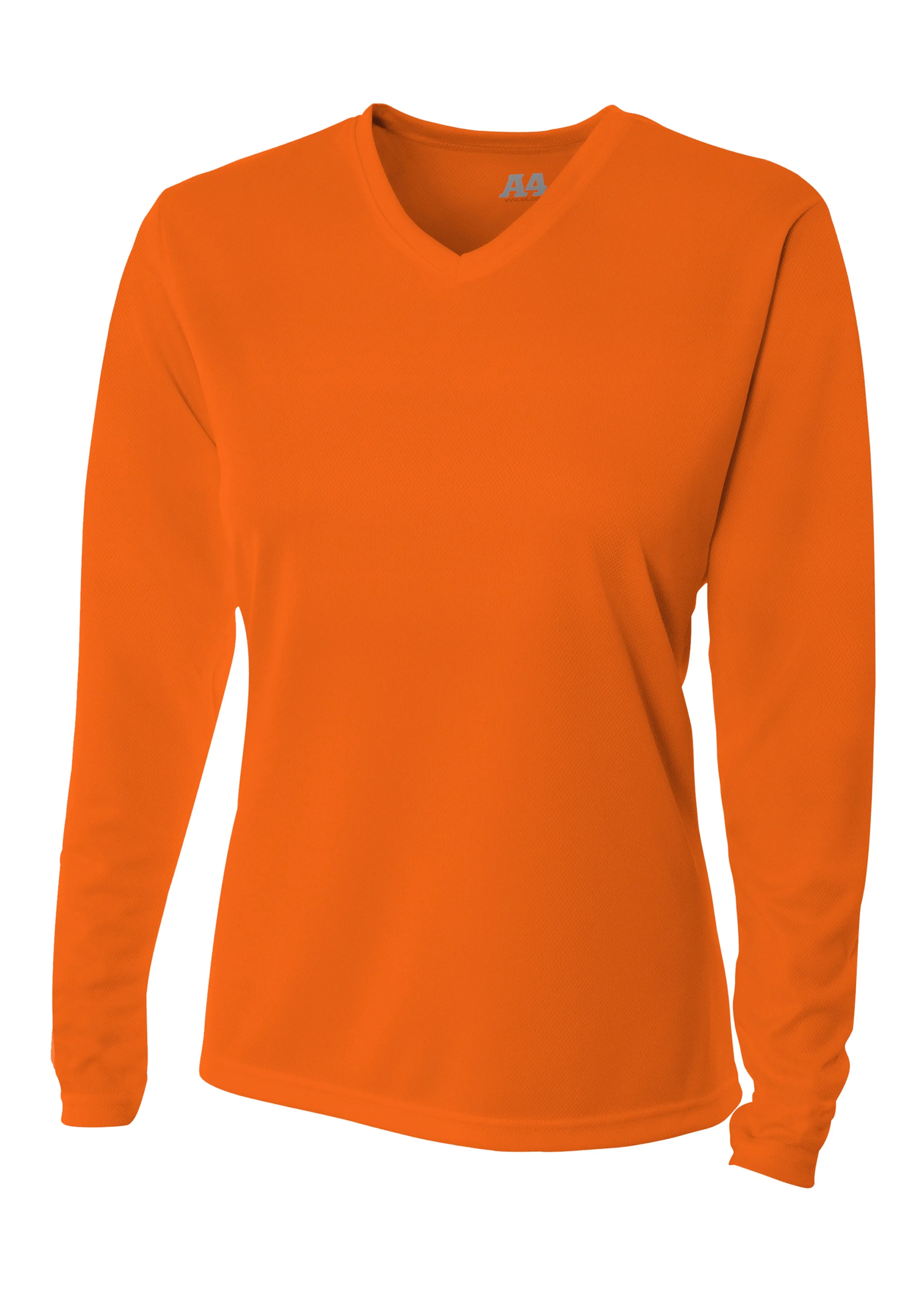 A4 Womens Long Sleeve V-Neck Bird's Eye Mesh Tee