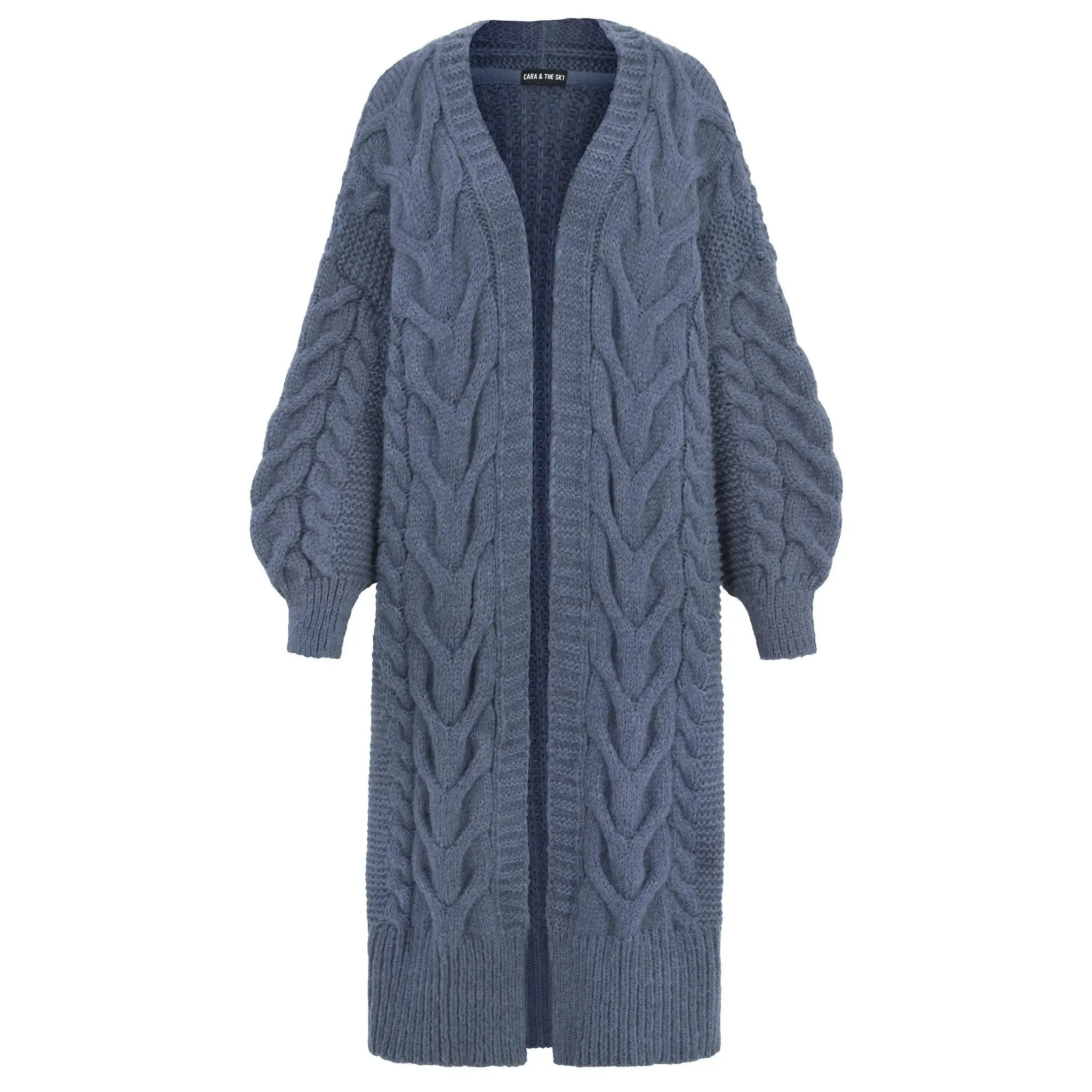 Alex Cable Balloon Sleeve Maxi Cardigan - Denim