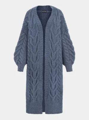 Alex Cable Balloon Sleeve Maxi Cardigan - Denim