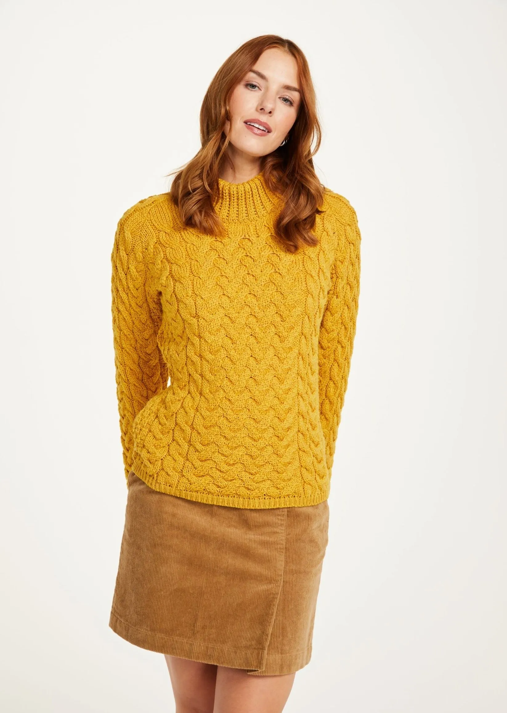 Aran Crew Neck Sweater | Sunflower