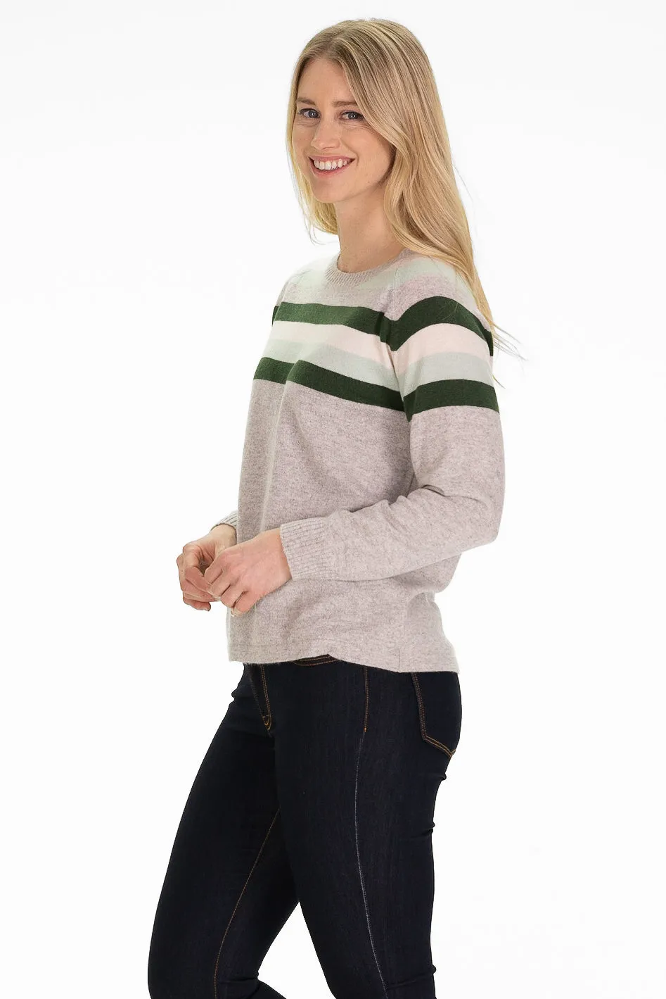 Aspen Cashmere Crewneck in Foggy