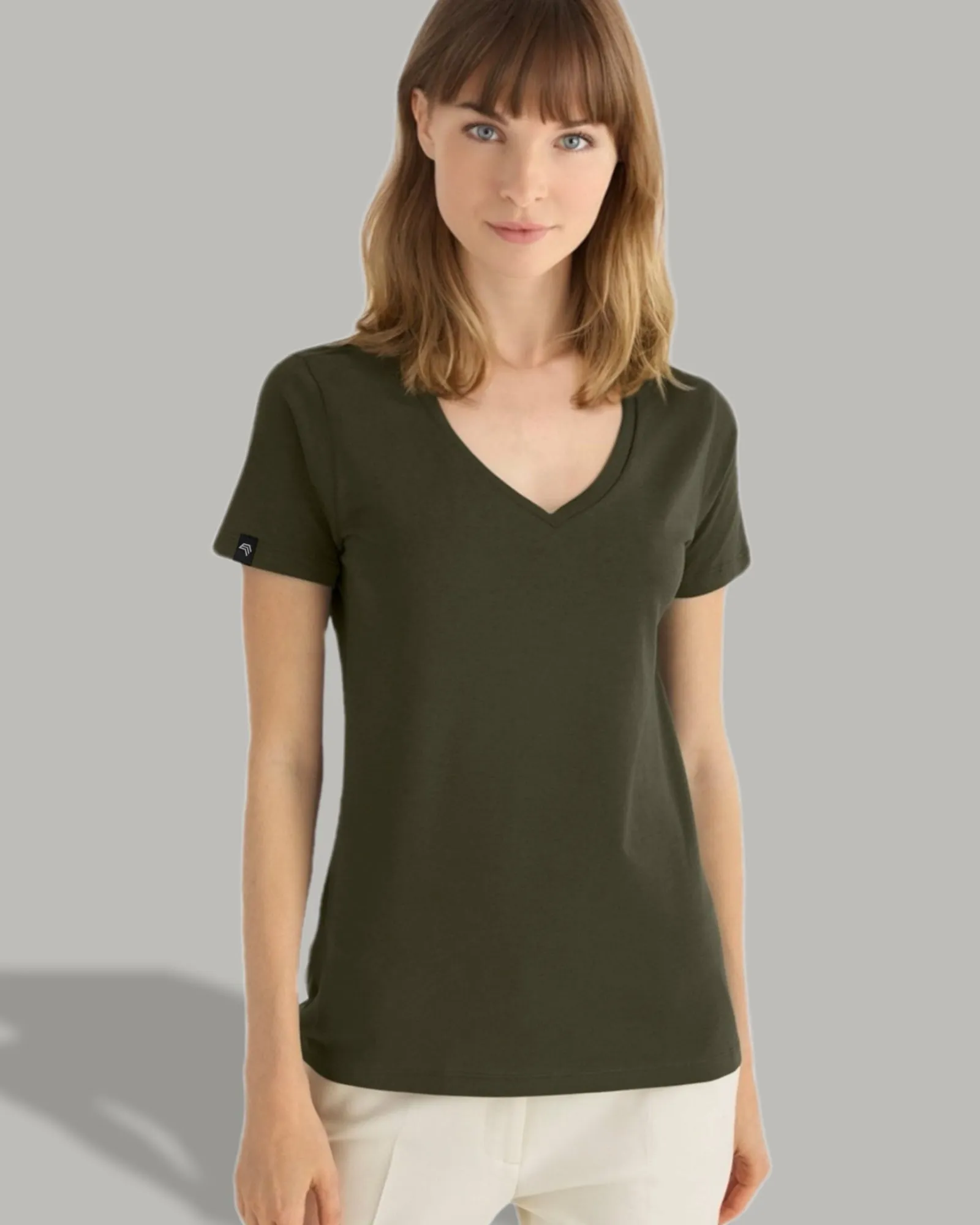 BAC TW045 ― Damen Bio-Baumwolle V-Neck T-Shirt - Weiß