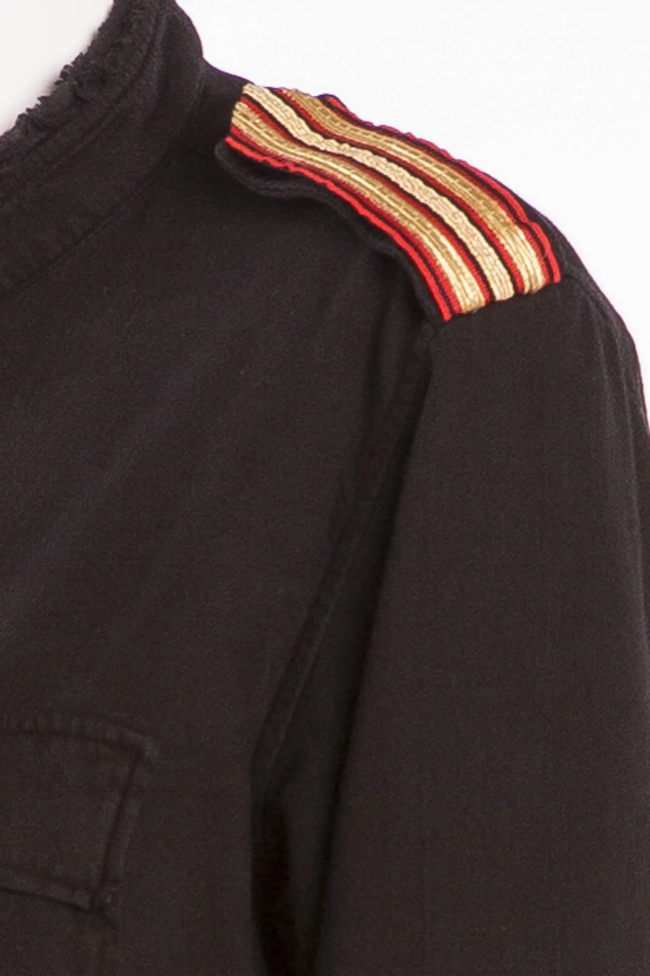 Balmain - Black Button Down Red and Gold Trimmed Shoulders - FR 40