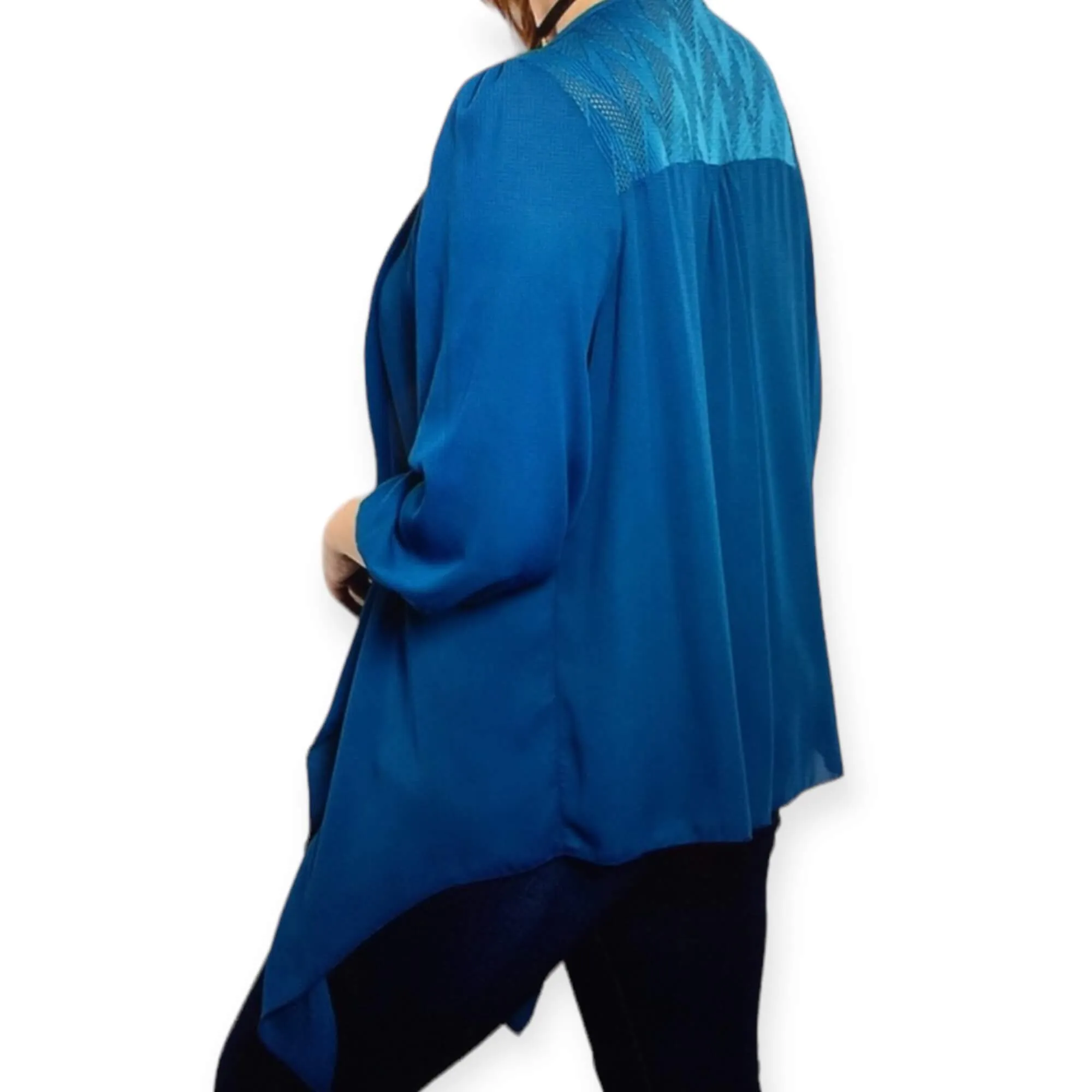 Blue Teal High Low Kimono Cardigan