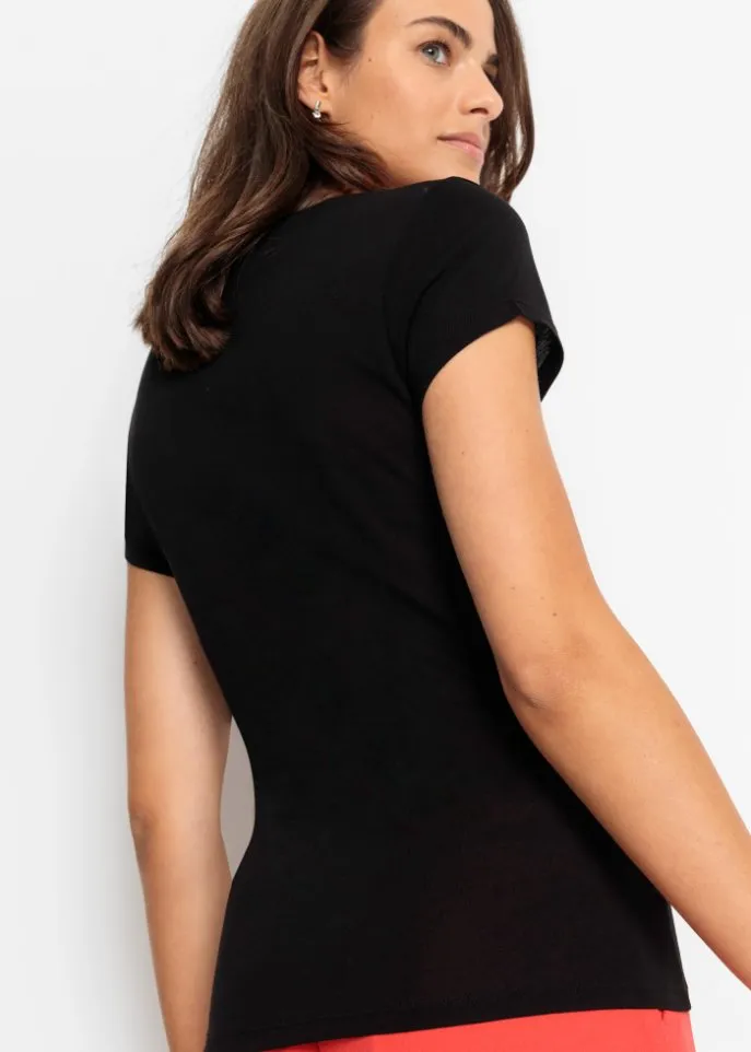 Bodyflirt V-neck shirt, black