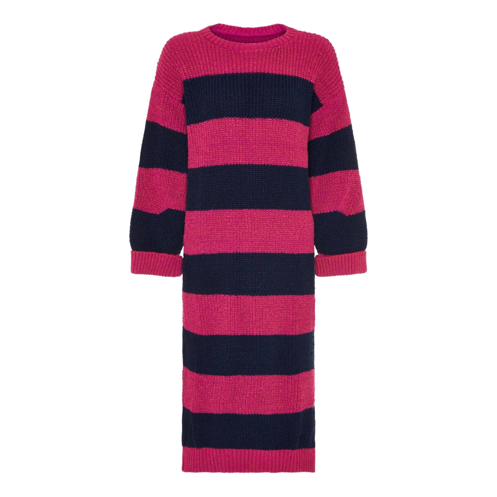 Cara & The Sky - Antonia Chunky Stripe Midi Dress - Navy | Knitted Dress