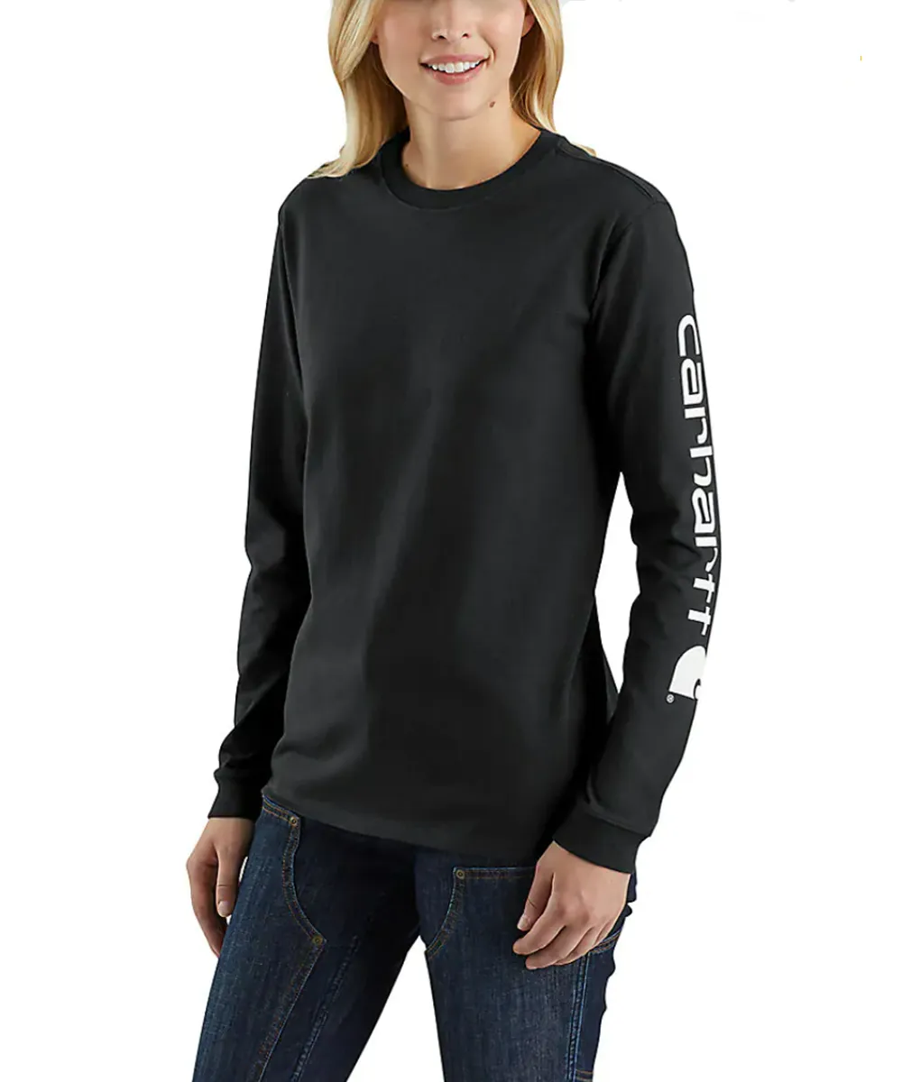 Carhartt Women's Signature Sleeve Logo Long Sleeve T-shirt - Black