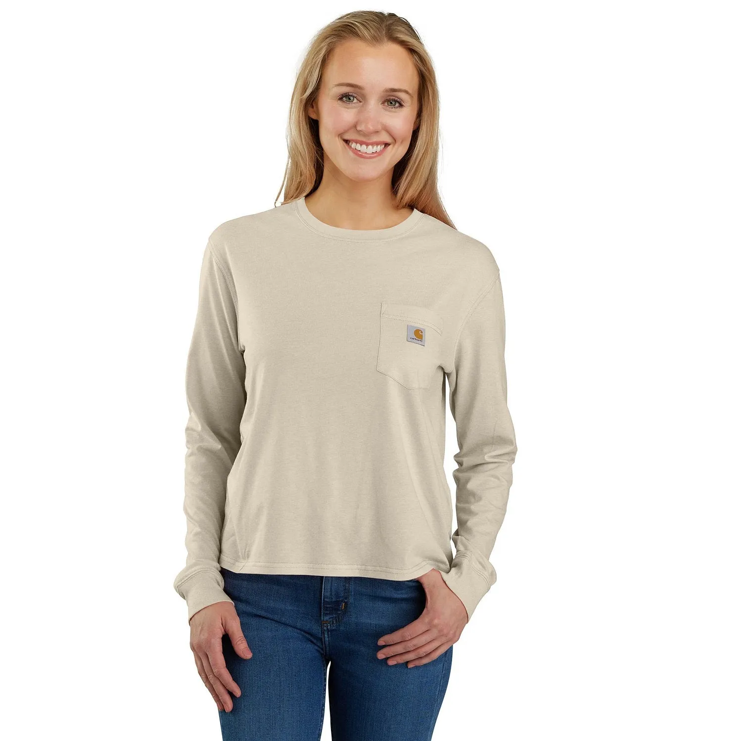 Carhartt Women's Tencel Loose Fit Lightweight Crewneck Pocket Long Sleeve T-Shirt