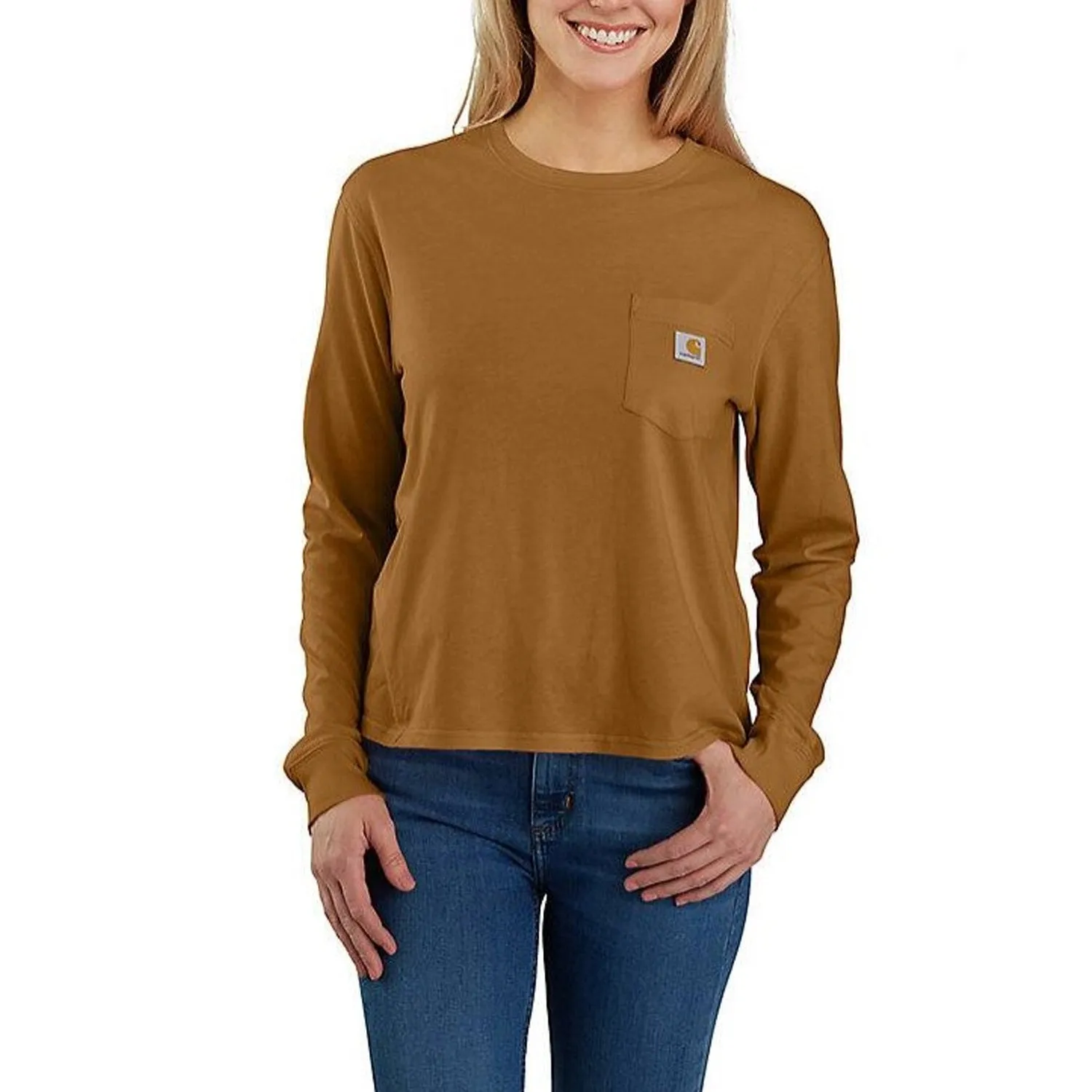 Carhartt Women's Tencel Loose Fit Lightweight Crewneck Pocket Long Sleeve T-Shirt