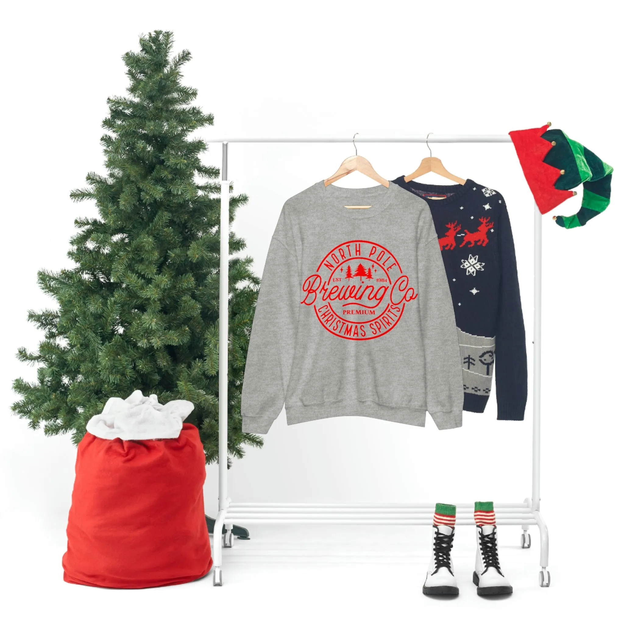 Christmas North Pole Brewing Company Heavy Blend Crewneck Sweatshirt