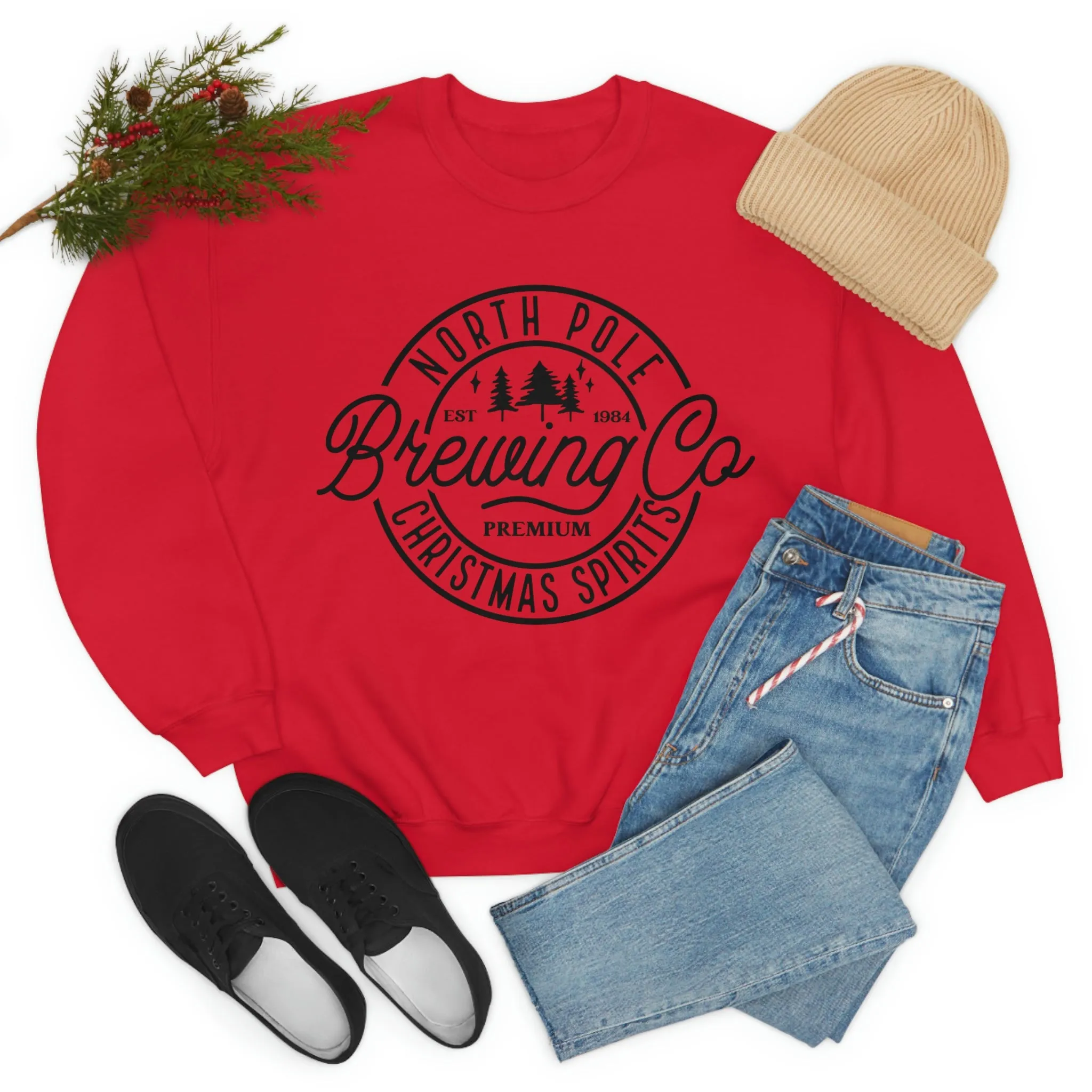 Christmas North Pole Brewing Company Heavy Blend Crewneck Sweatshirt