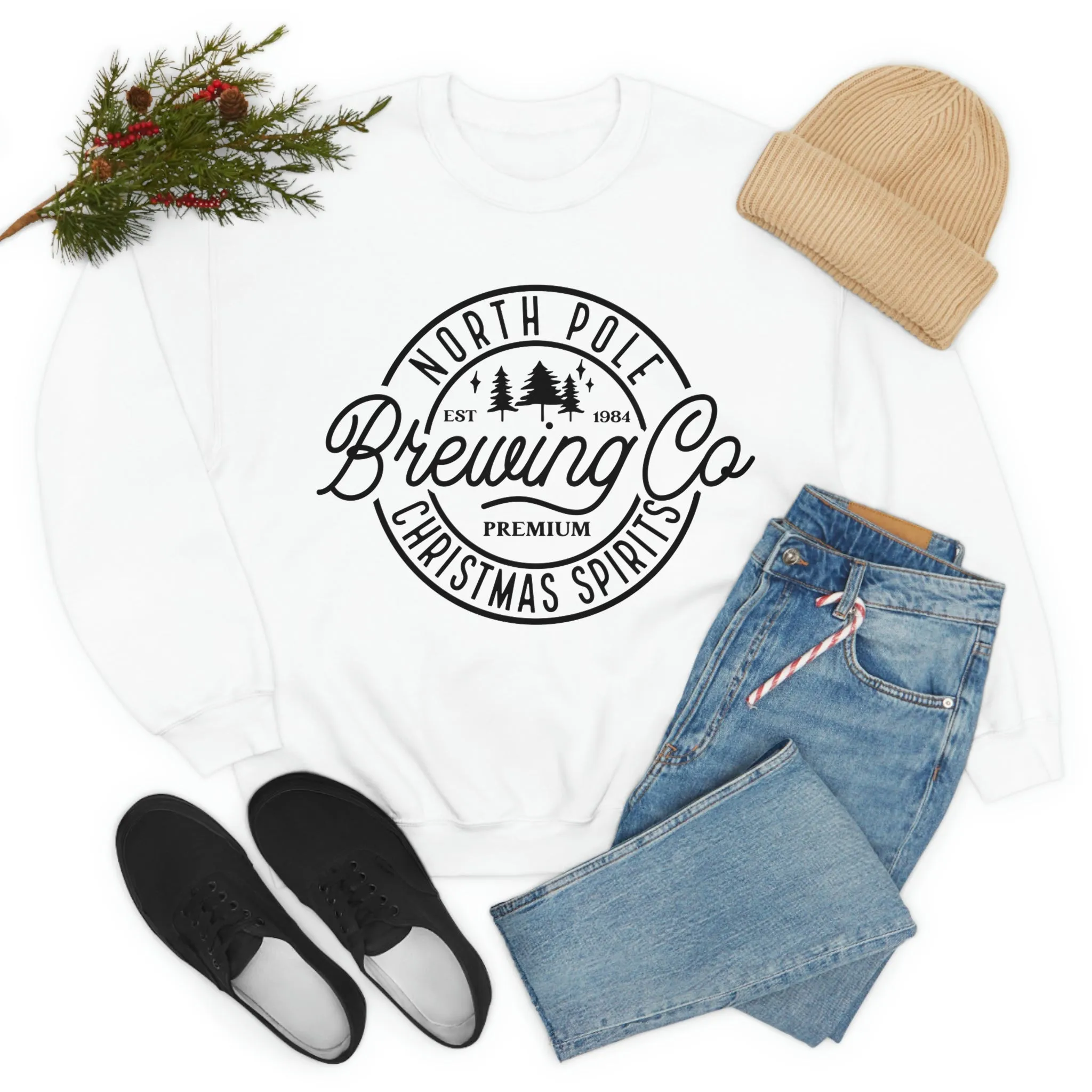 Christmas North Pole Brewing Company Heavy Blend Crewneck Sweatshirt