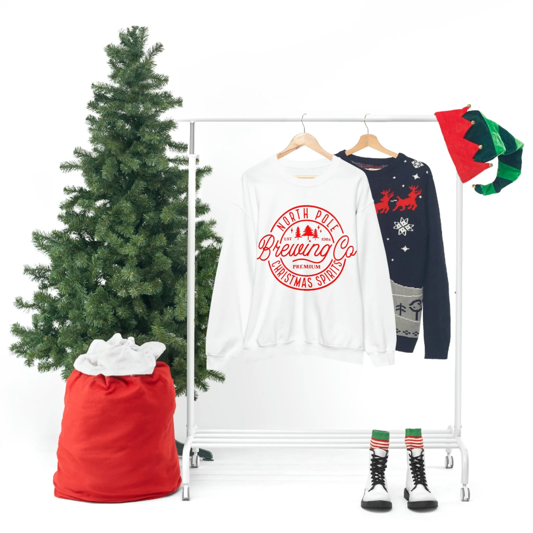 Christmas North Pole Brewing Company Heavy Blend Crewneck Sweatshirt