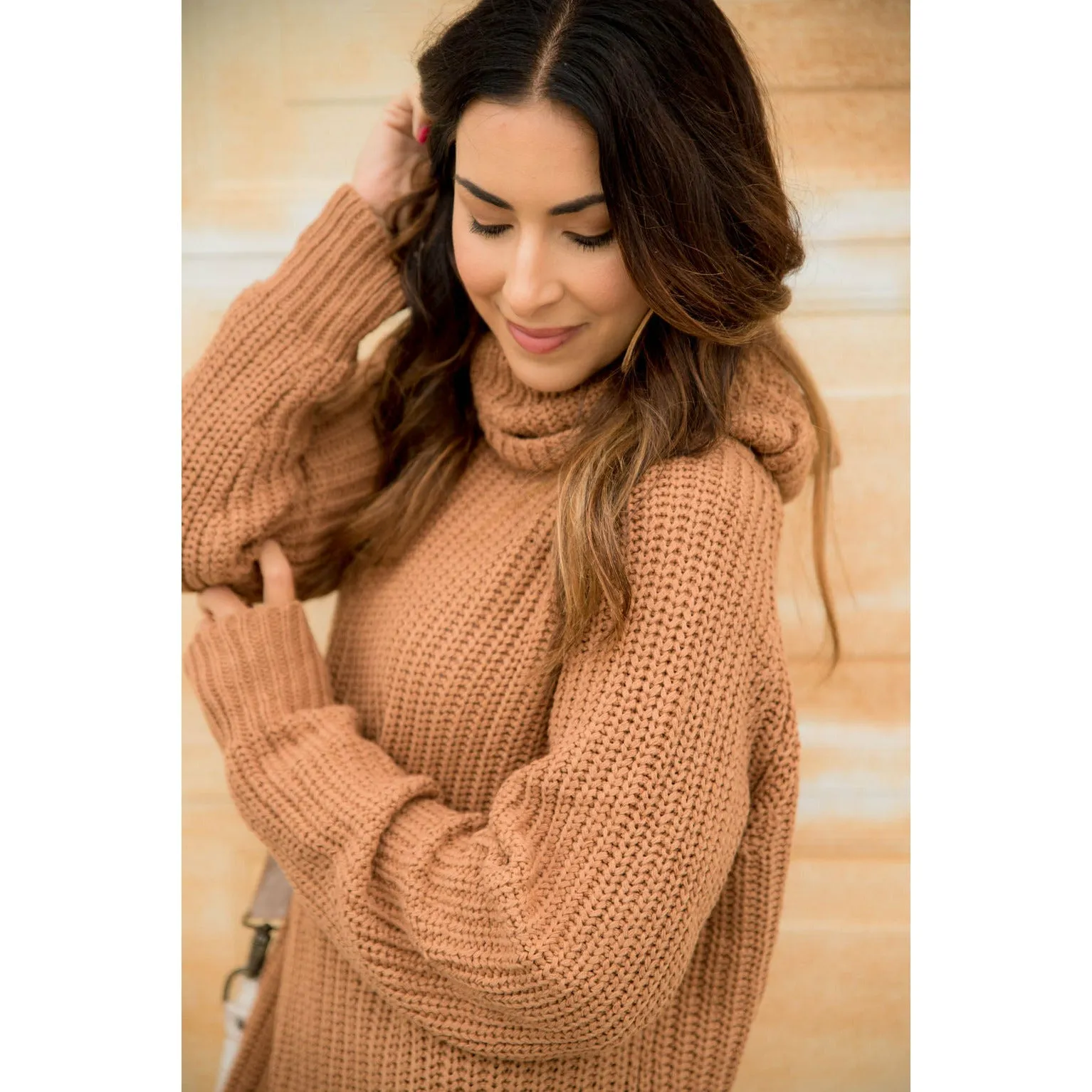 Chunky Knit Cowl Neck Tunic