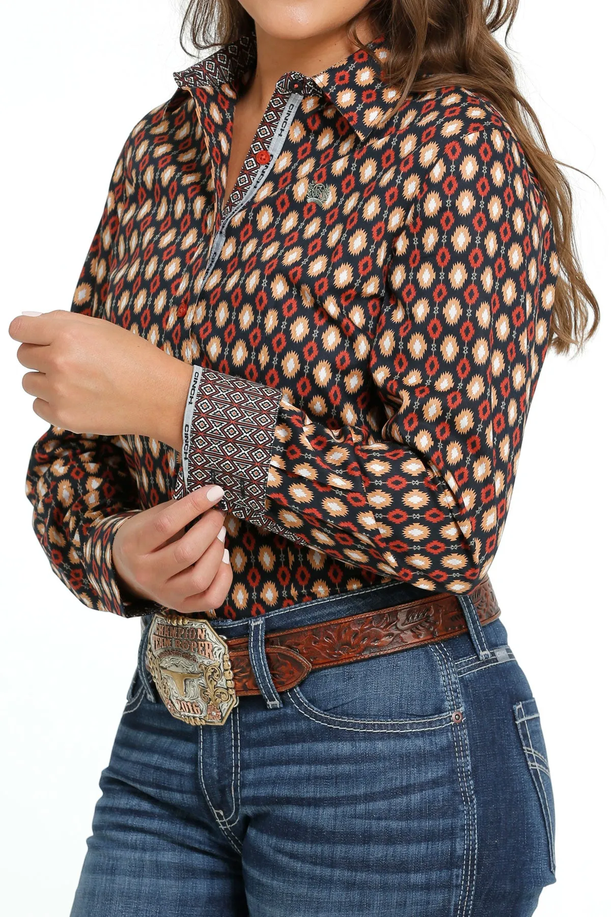 Cinch Women's Black Southwestern Print Western Button Down Shirt