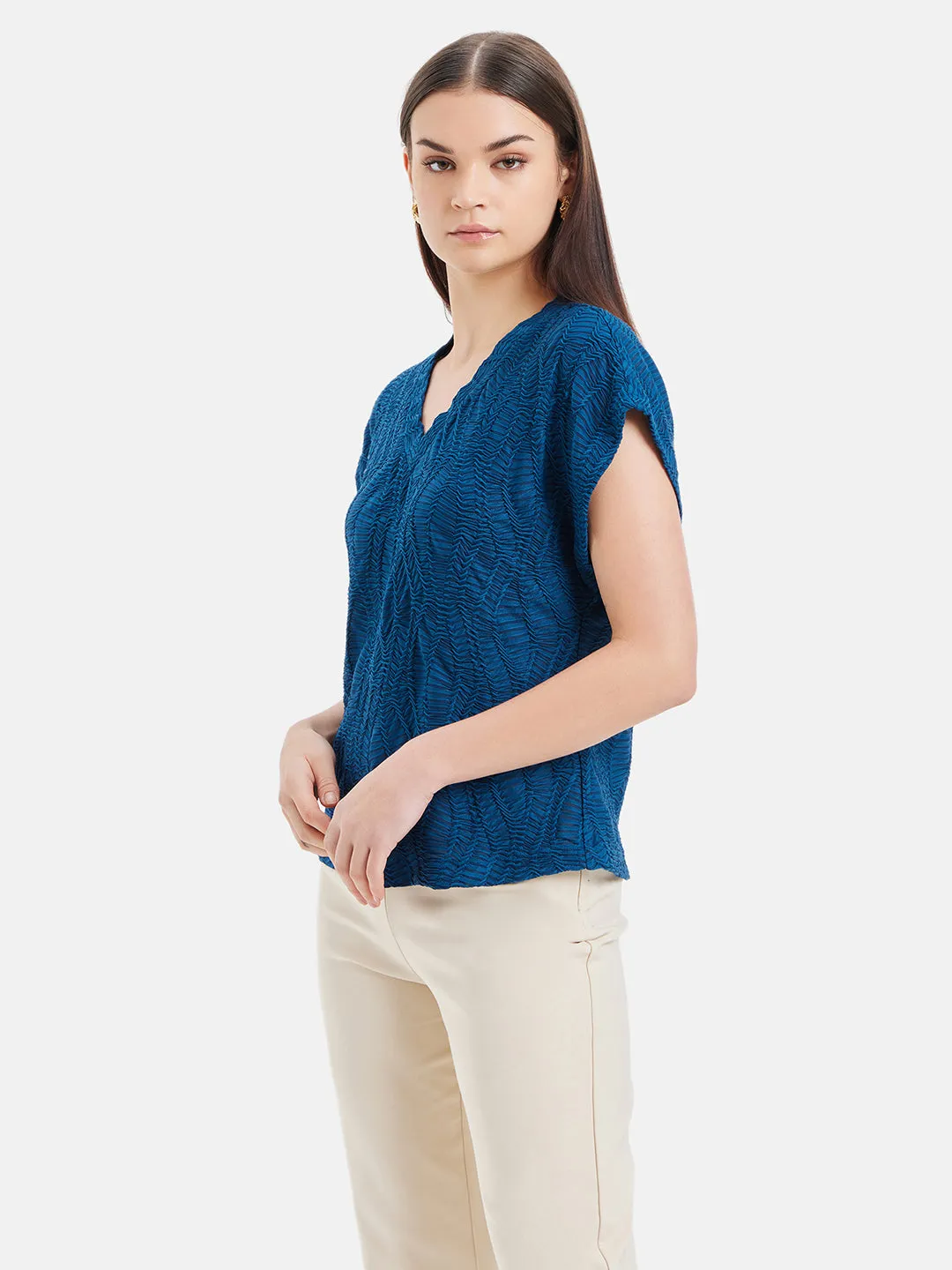 Dorothy Half Sleeves Textured Top