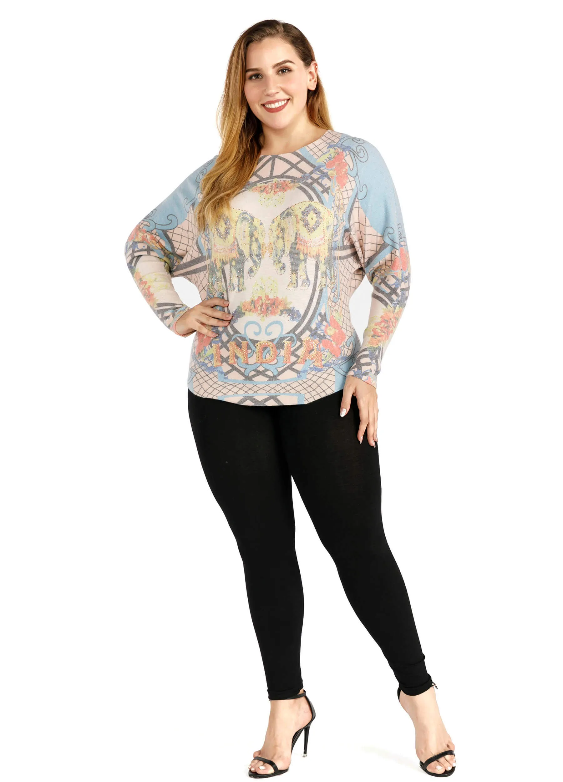 FINEPEEK Women's Fall Animal Print Round Neck Pullover Sweater (Clearance)