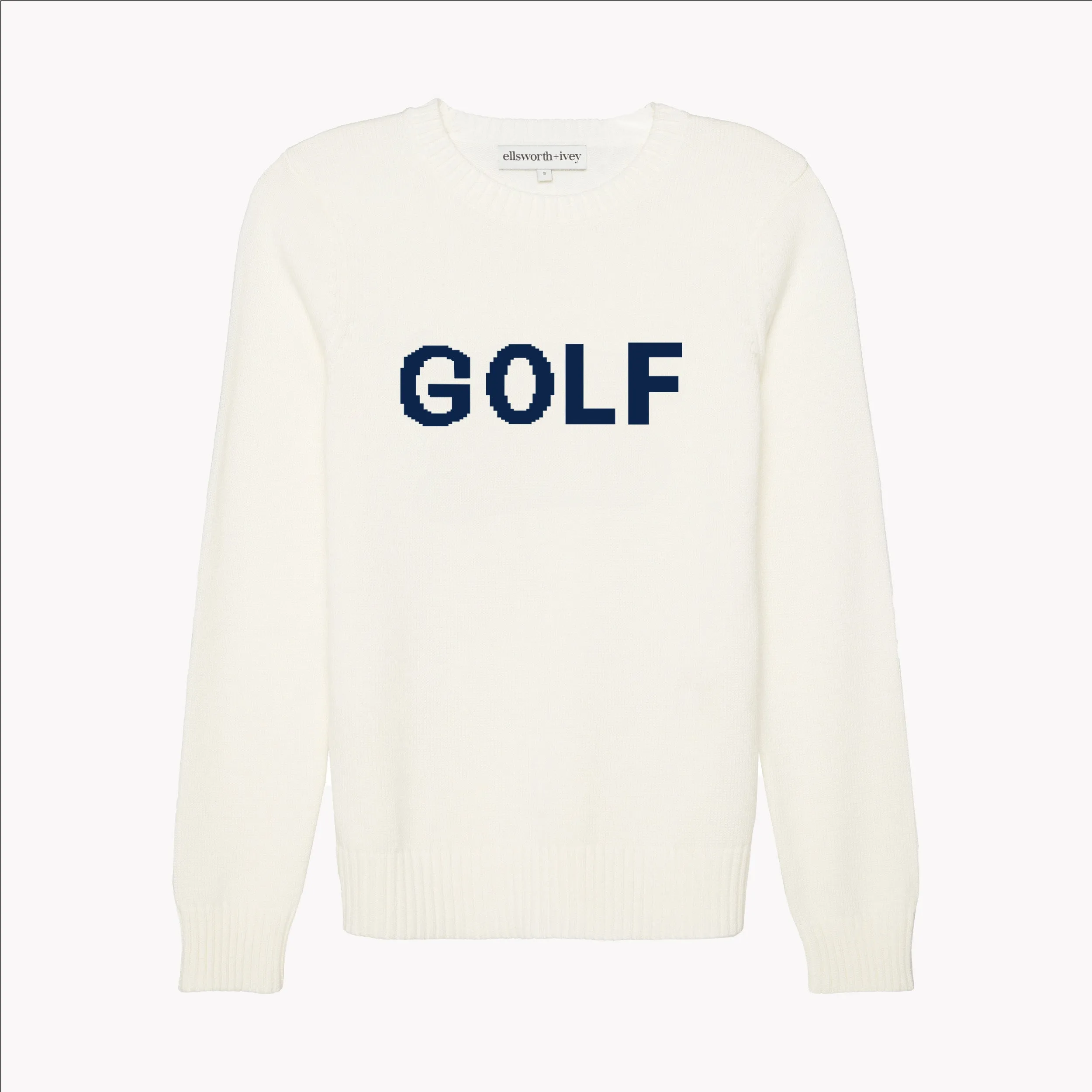 Golf Classic Crewneck Sweater - Ivory with Navy