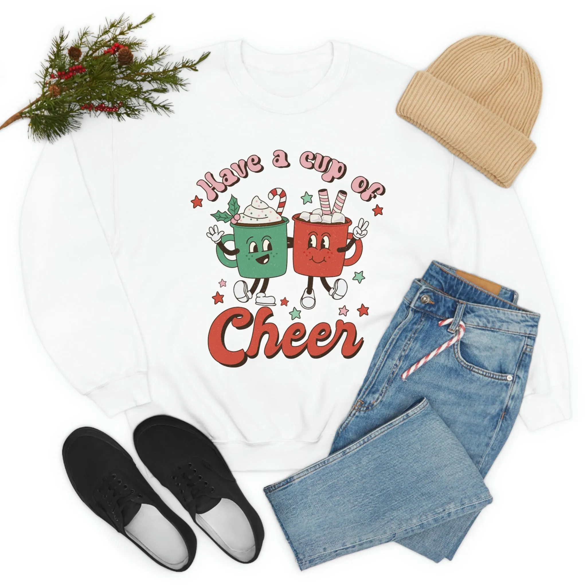 Have a Cup of Cheer Retro Christmas Shirt Unisex Heavy Blend Crewneck Sweatshirt