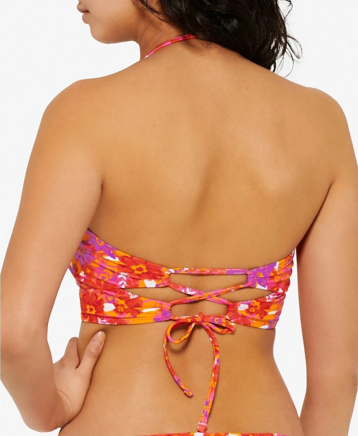 Hula Honey Juniors’ Bold Bouquet Printed Cutout Bikini Top