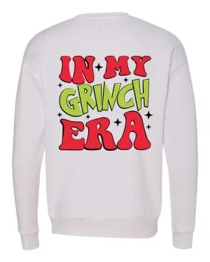 In My Grinch Era Double Sided Crewneck Sweatshirt - White