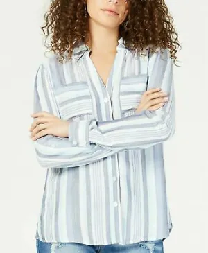 INC International Concepts I.N.C. Plus Size Striped Flap-Pocket Shirt,Size 2X