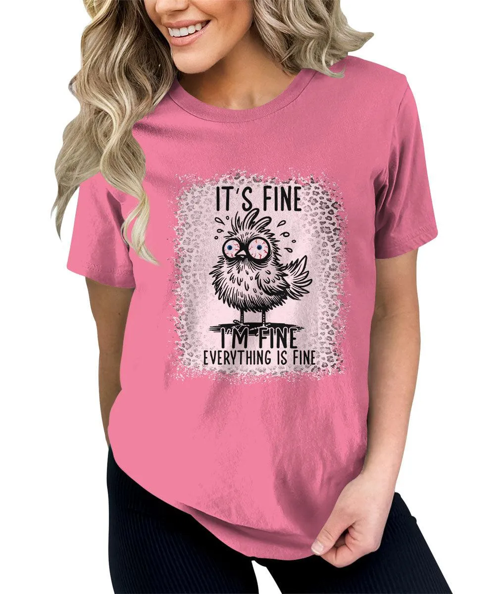 It's Fine Funny Shirt Chicken Graphic Tees For Women