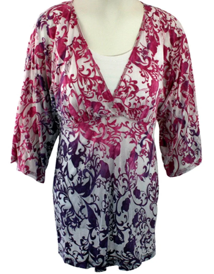 Karen Kane - Tropical Splash, Tie Dye Kimono, 3/4 Sleeve, V-Neck Top