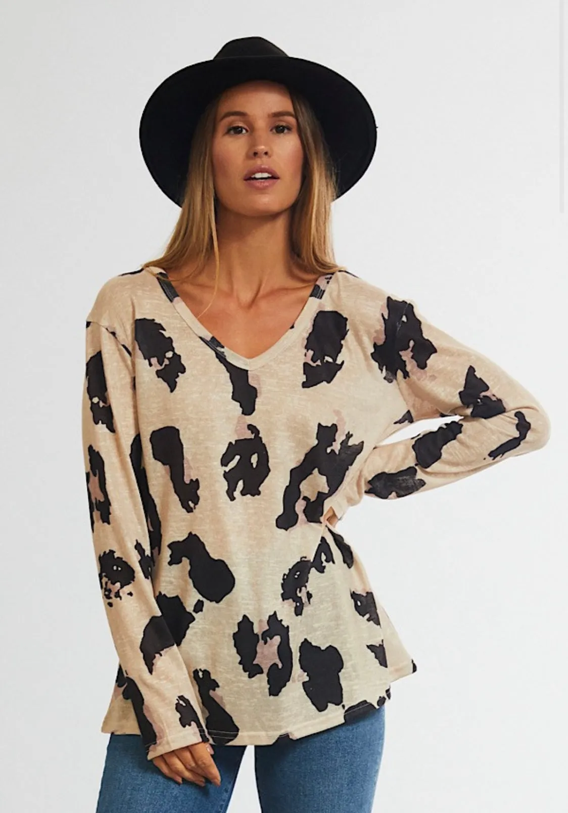 Leopard V Neck Top