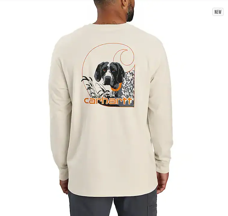 Loose Fit Heavyweight Long-Sleeve Pocket Dog Graphic T-Shirt