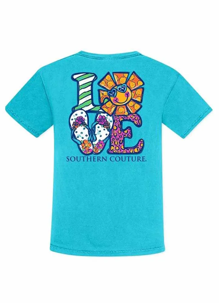 Love Flip Flops Tee in Lagoon Blue by Couture Tee