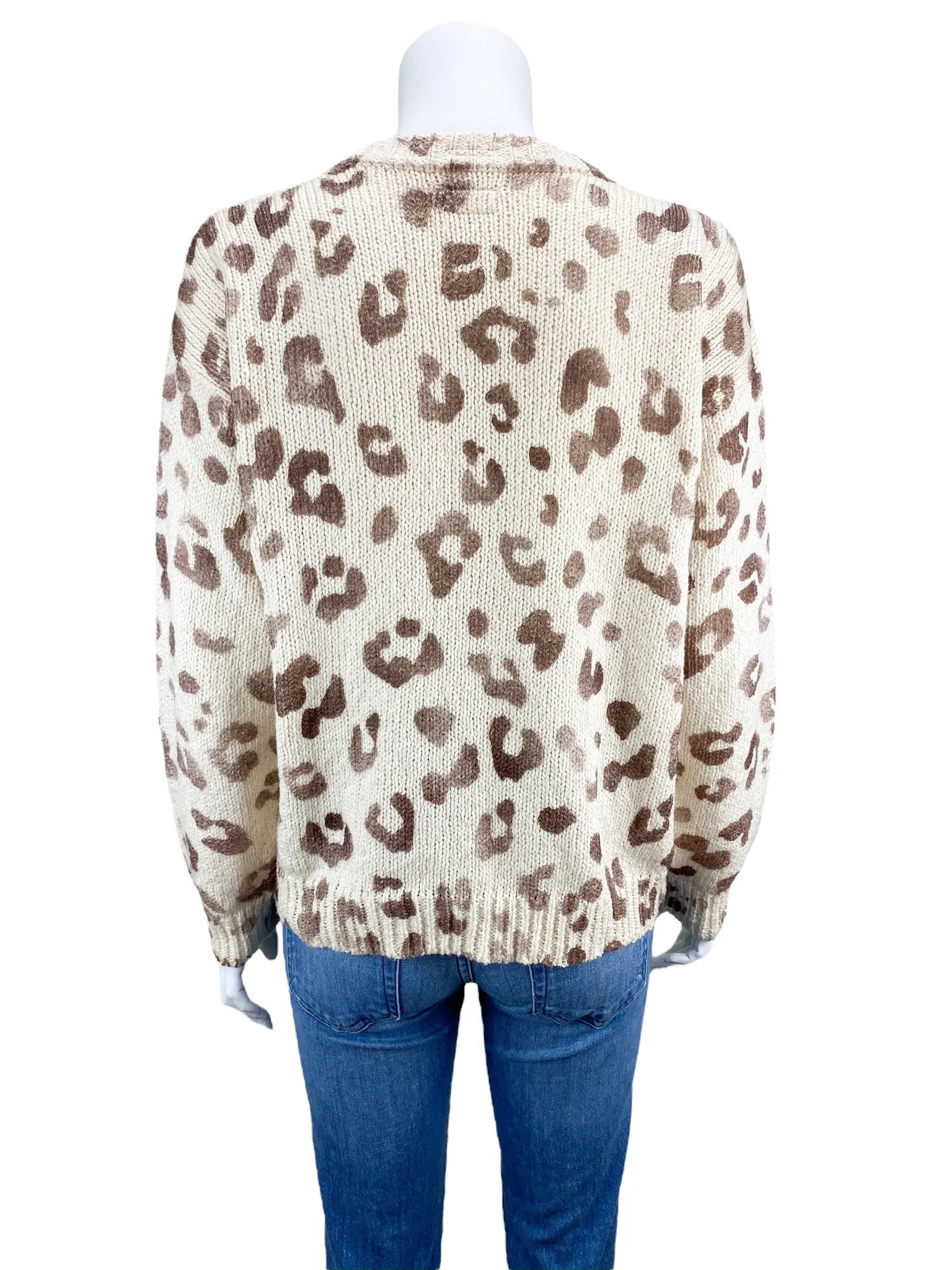 Mother Women's The Jumper Leopard Sweater Look the Part Ivory Size S