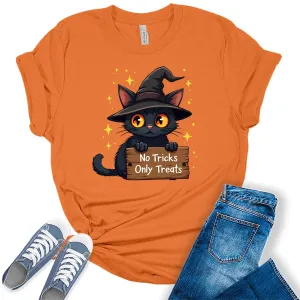 No Tricks Only Treats Halloween Cat Women's Graphic Tee