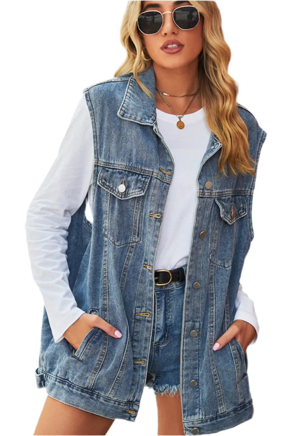 Oversized Denim Vest