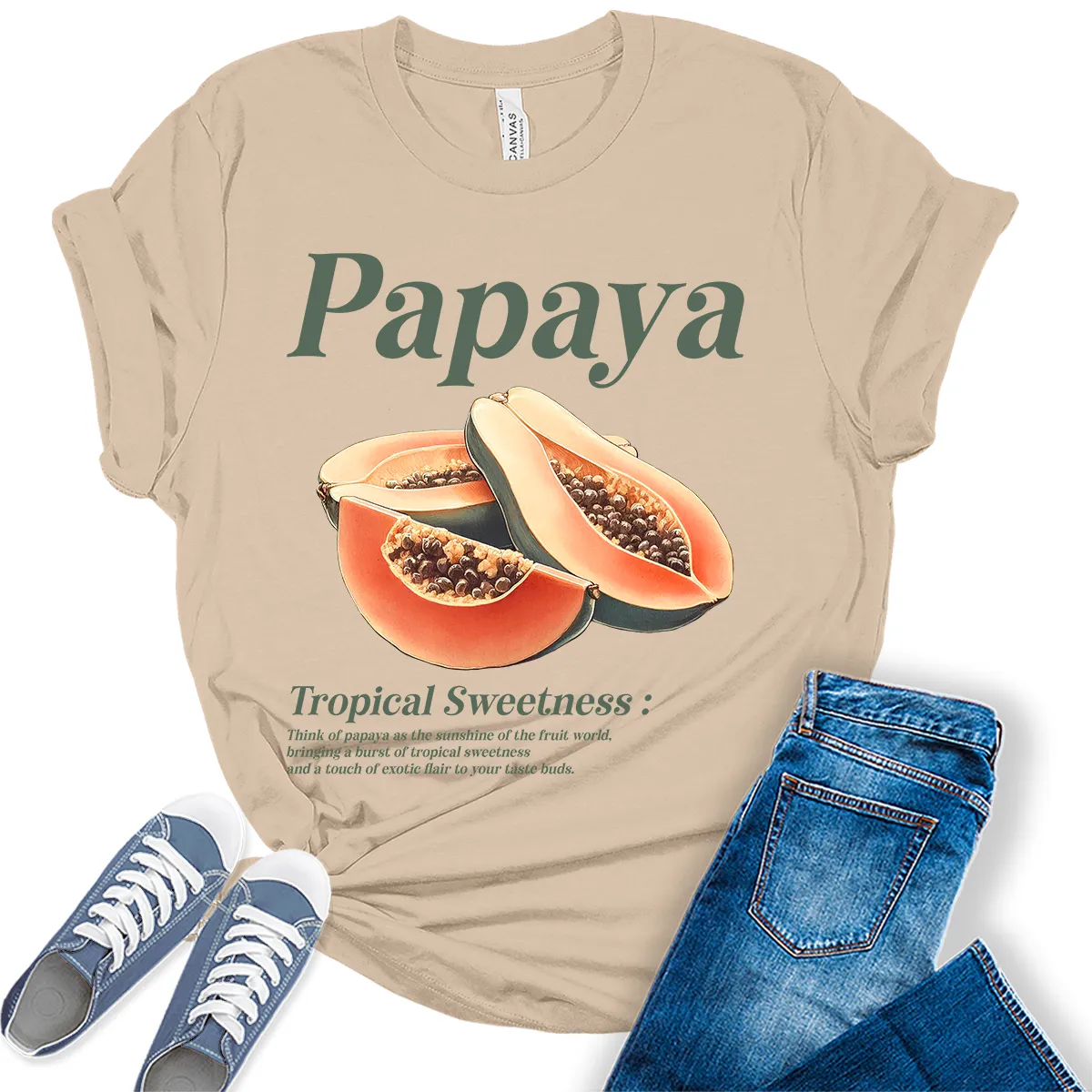 Papaya Shirt Fruit Aesthetic Cute Graphic Tees For Women