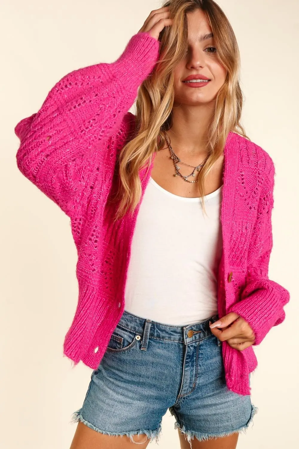 Pink Button Down Cardigan