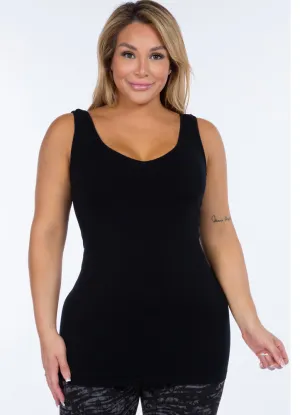 Plus Reversible V-Neck & Scoop Neck Top in Black by M. Rena