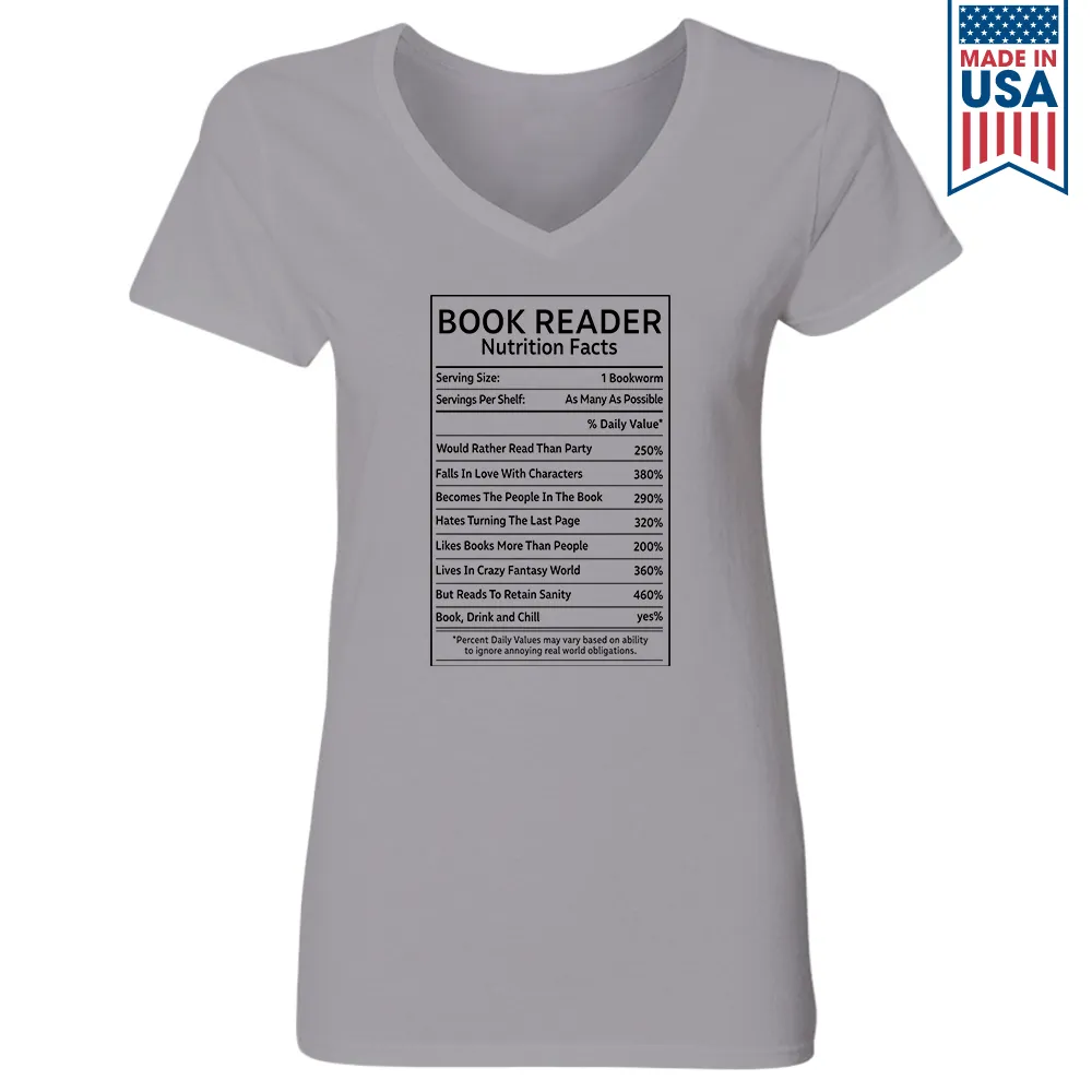 Reader Nutrition Facts Book Lovers Gift Women's V-neck T-shirt TSVW445