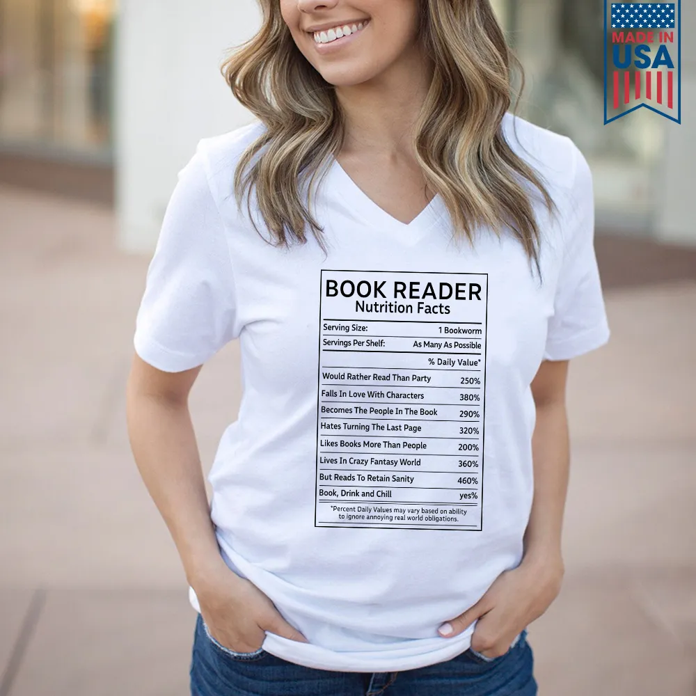 Reader Nutrition Facts Book Lovers Gift Women's V-neck T-shirt TSVW445