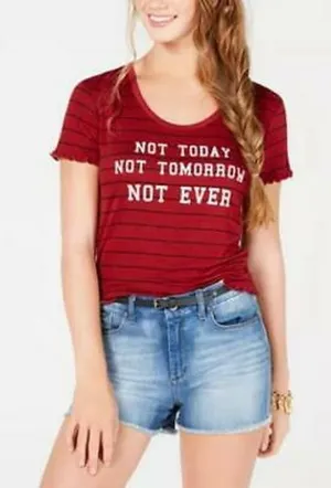 Rebellious One Juniors Not Today Striped Graphic T-Shirt, Size Large