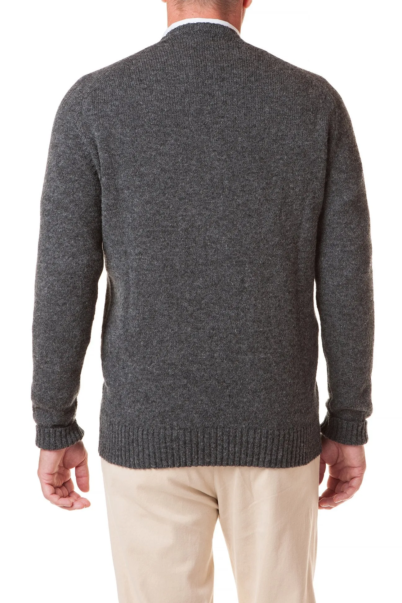 Scottish Shetland Crew Neck Sweater Charcoal