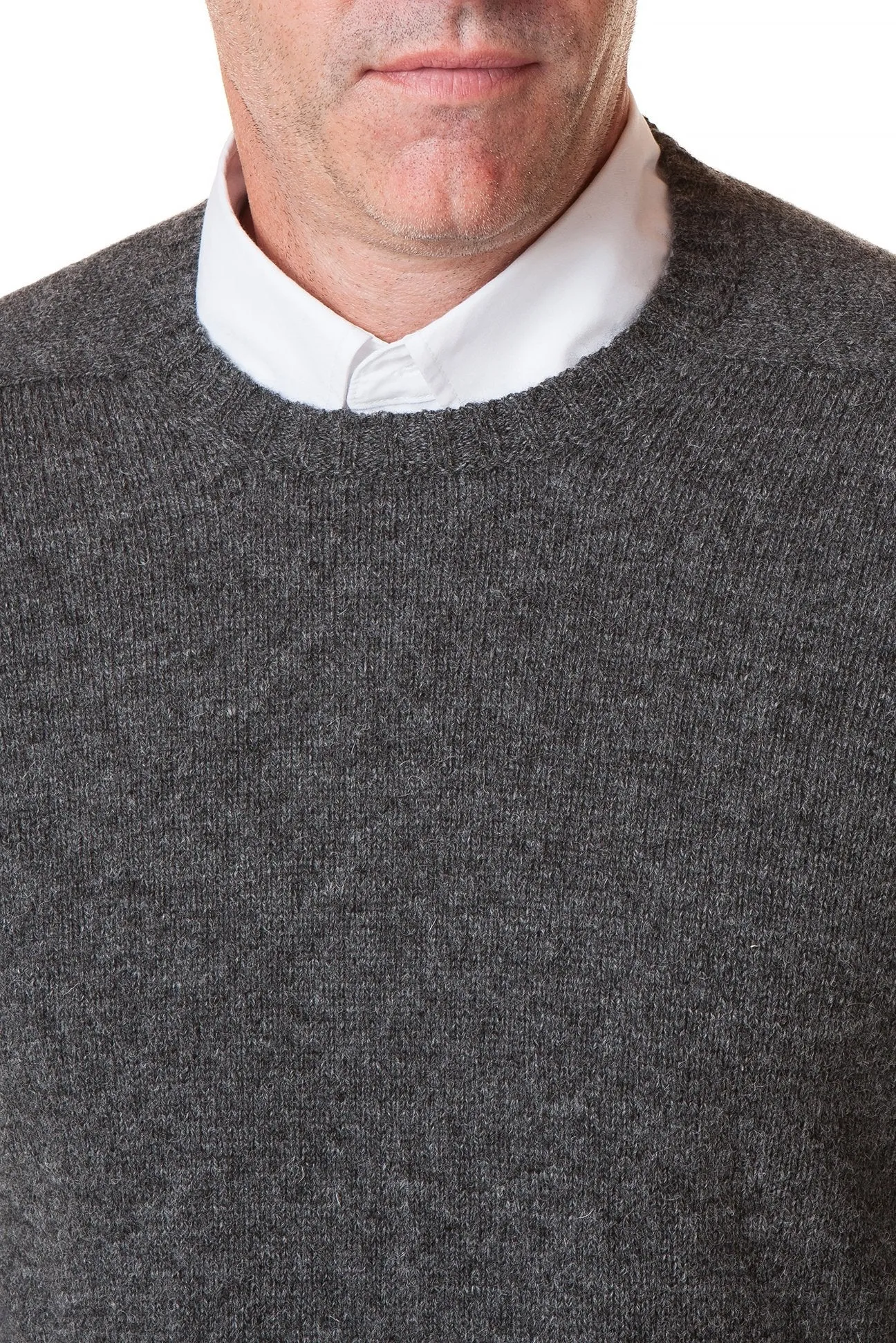 Scottish Shetland Crew Neck Sweater Charcoal