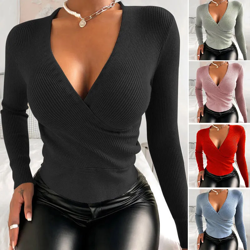 Slim V-Neck Knit Sweater