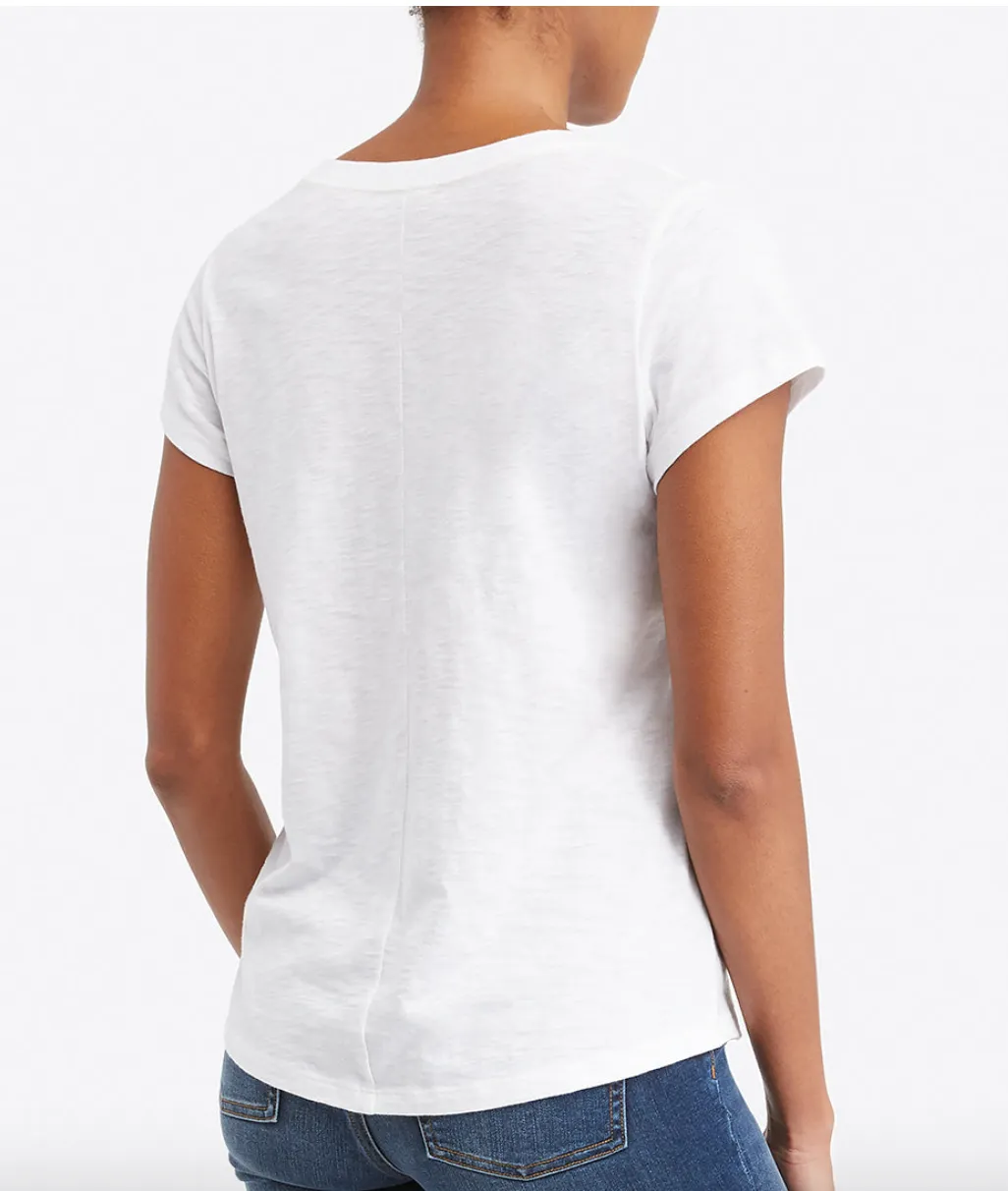 Spanx Pima Slub V Neck Tee White