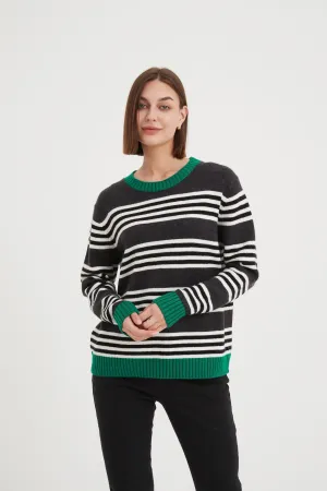 Stripe Contrast Knit - Charcoal / Ivory Stripe