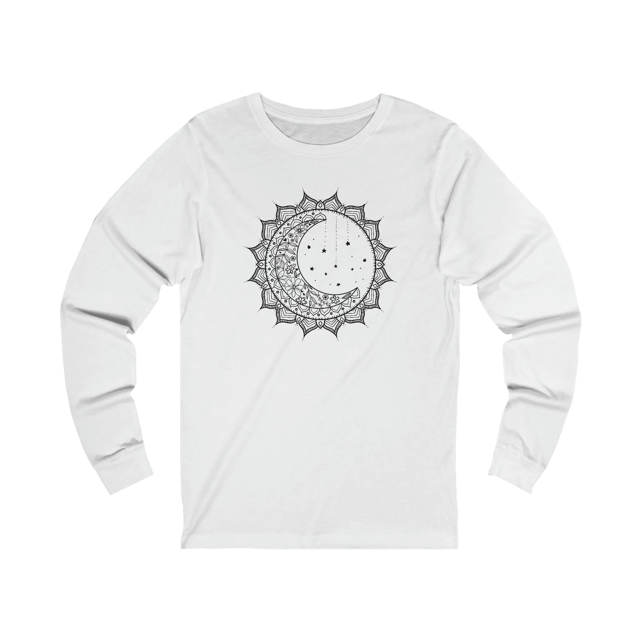 Sun and Moon Mandala 100% Cotton Unisex Jersey Long Sleeve T-Shirt