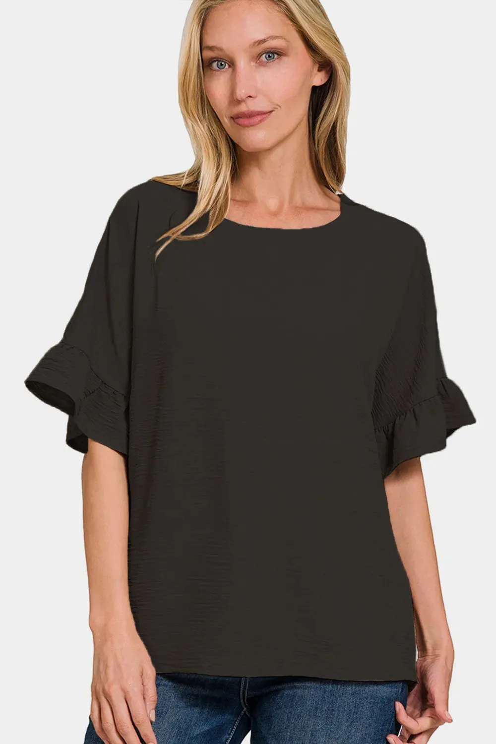 V-Neck Flutter Sleeve Top