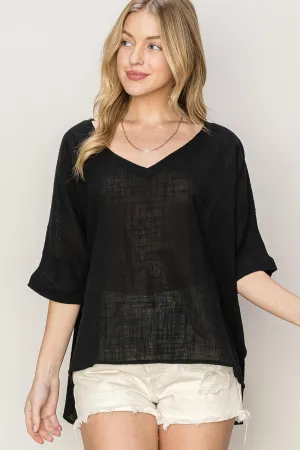 V-Neck High-Low T-Shirt